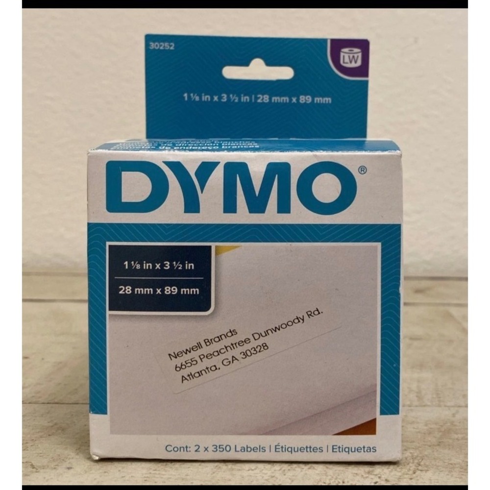 DYMO White Address Labels 30252,‎ 350 X 2 Rolls Labels 1-1/8in X 3-1/2 Inch